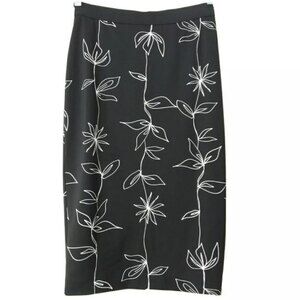 Alfani Black Floral Midi Casual Skirt S